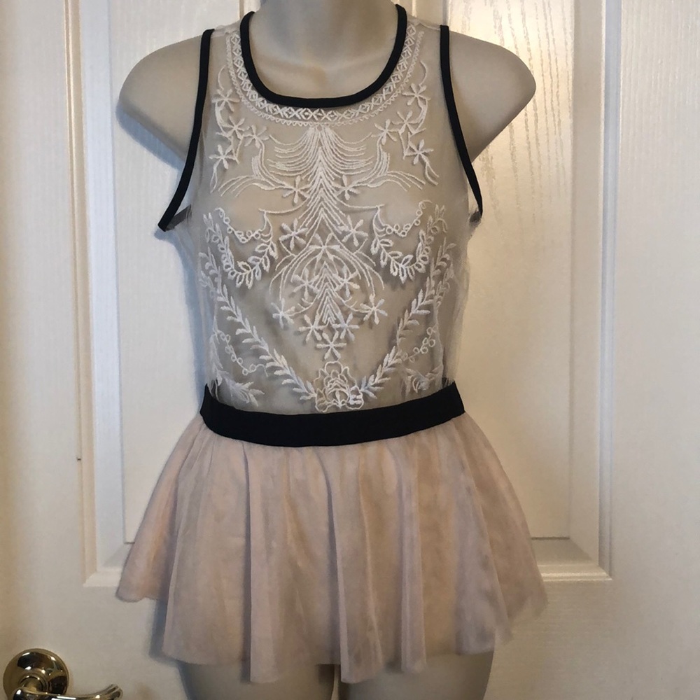 NWOT American Rag Sheer Embroidered Peplum Top